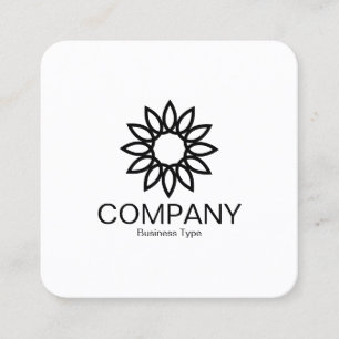 Cartão De Visita Quadrado Flor Geométrico 01 - Preto na Praça Branca