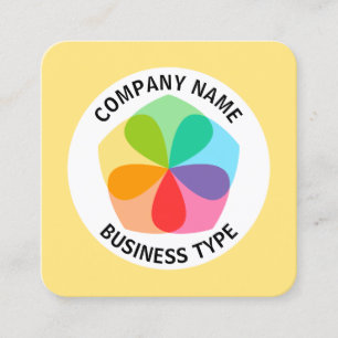 Cartão De Visita Quadrado Flor Geométrico - Amarelo Pálido #FFE67F