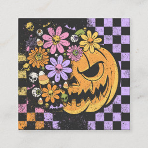 Cartão De Visita Quadrado Floral Fall Pumpkin Halloween