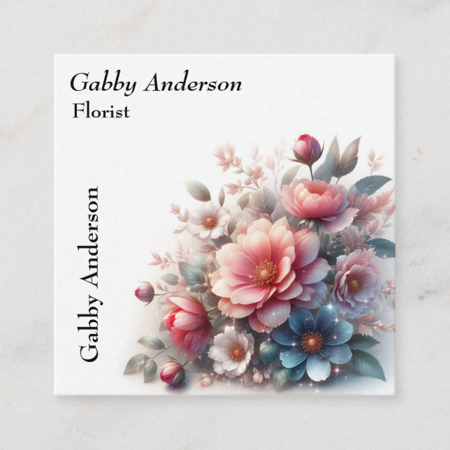 Cartão De Visita Quadrado Floral Florist (Frente)