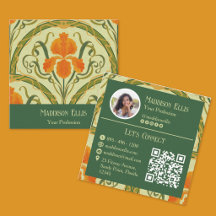 Floral Verde e Laranja Feminino Retrô