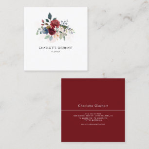 Cartão De Visita Quadrado Floral Watercolor Minimalista Florist