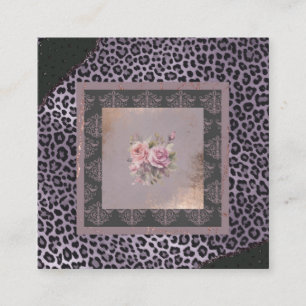 Cartão De Visita Quadrado Floreal do estilo lavanda de rosa sem som