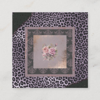 Cartão De Visita Quadrado Floreal do estilo lavanda de rosa sem som