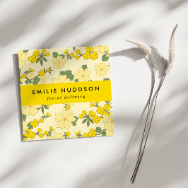 Cartão De Visita Quadrado Flores Amarelas, Floral, Florista, Compro Flor