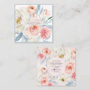 Cartão De Visita Quadrado Flores Aquarela PixDezines, Blush+Burgundy