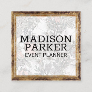 Cartão De Visita Quadrado Flores Botânicas Quadro antigo