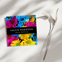 Cartão De Visita Quadrado Flores Coloridas, Visitas, Florestas, Compro Flor