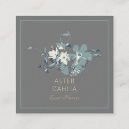 Cartão De Visita Quadrado Flores De Aquarelas Pinadas De Cinzas Amarelas Cle