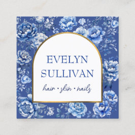 Cartão De Visita Quadrado Flores de chinoiserie elegantes