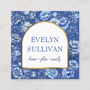 Cartão De Visita Quadrado Flores de chinoiserie elegantes