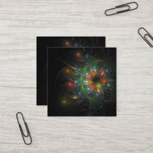 Cartão De Visita Quadrado Flores de fantasia fractal suaves e tenra