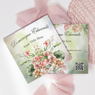 Cartão De Visita Quadrado Flores De Na moda De Quic Botânicas Tropicais