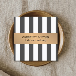 Cartão De Visita Quadrado Flores Douradas Simples De Cinzas Elegantes