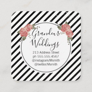 Cartão De Visita Quadrado Flores Elegantes / Vintage