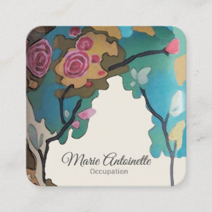 Cartão De Visita Quadrado Flores em Cores d'água PAPEL/TAMANHO/OPÇÕES DE EST