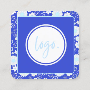 CARTÃO DE VISITA QUADRADO FLORES FLORAIS DE PADRÃO FLORAIS BLUE BUSINESS BUS