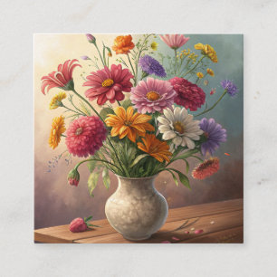 Cartão De Visita Quadrado Flores no vaso