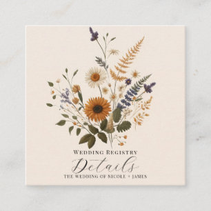Cartão De Visita Quadrado Flores Selvagens Ramalhete Floral Vintage Detalhes