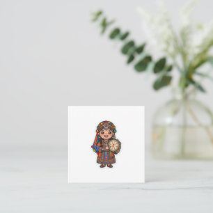 Cartão De Visita Quadrado Fofa Kawaii Amazigh Ber
