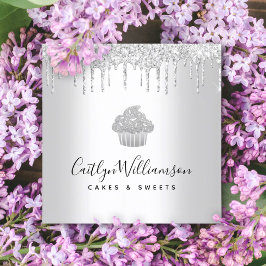 Cartão De Visita Quadrado Folha de cupcake Pastelaria Chef Derramamento do f