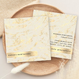 Cartão De Visita Quadrado Folha de metal Dourada simples e moderna profissio