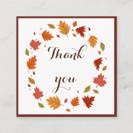 Cartão De Visita Quadrado Folha de outono Elegante Obrigado Apreciação Do Cl