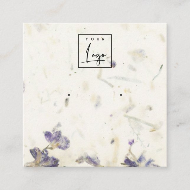 Cartão De Visita Quadrado Folha de papel de mão flexível púrpura (Frente)