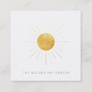 Cartão De Visita Quadrado Folha Dourado Sun do *~* e centro do espiritual