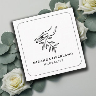Cartão De Visita Quadrado Folhas Botânicas Herbalistas Únicas