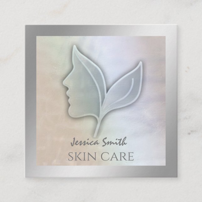 Cartão De Visita Quadrado Folhas de rosto elegantes da garota holográfica ch (Frente)