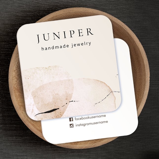 Cartão De Visita Quadrado Formas de Aquarela Orgânica abstrato artística (Criador carregado)