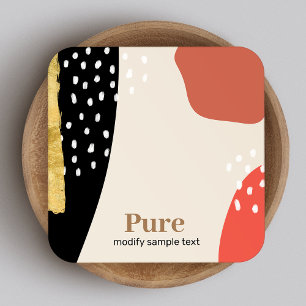 Cartão De Visita Quadrado Formas modernas de pintura Abstrato-Dourada de Pin