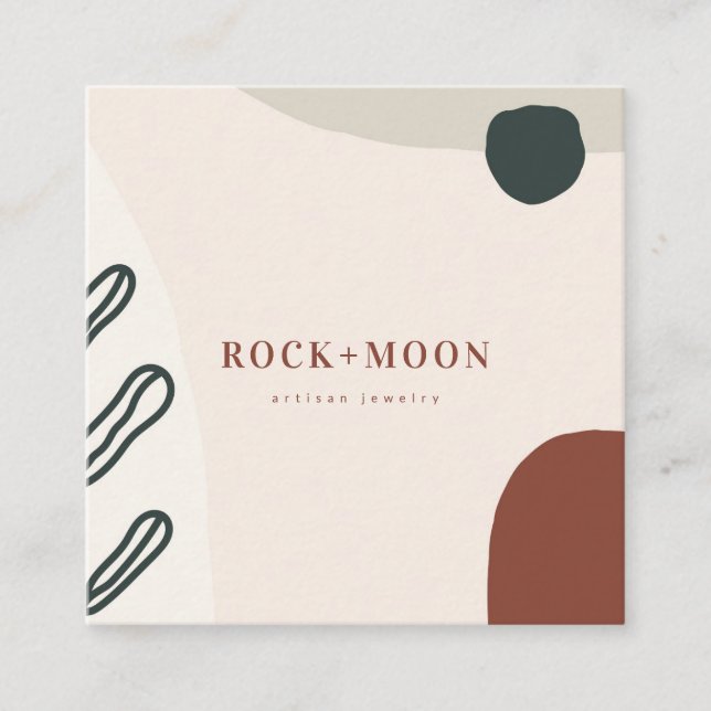 Cartão De Visita Quadrado Formas Orgânicas Abstrato Modernas de Pastel Rosa (Frente)