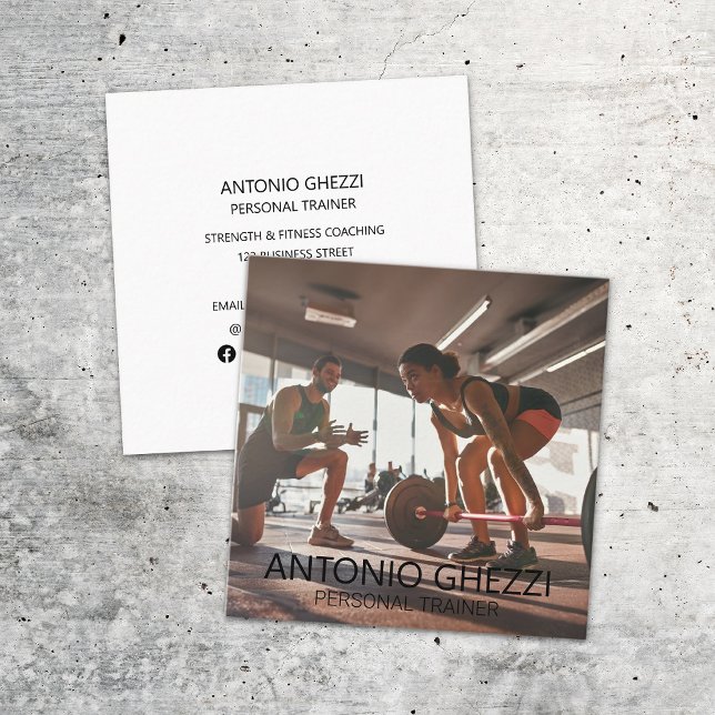 Cartão De Visita Quadrado Formatador Pessoal de Malhações Esportiva (Criador carregado)