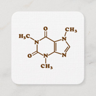 Cartão De Visita Quadrado Fórmula Química Molecular do Café Cafeína