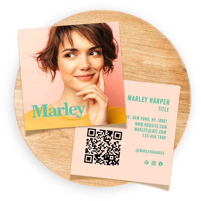 Cartão De Visita Quadrado Foto Chic Simples E Simples Moderna (Criador carregado)