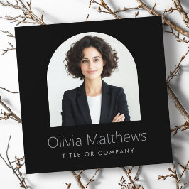 Cartão De Visita Quadrado Foto de arco elegante preto profissional moderno