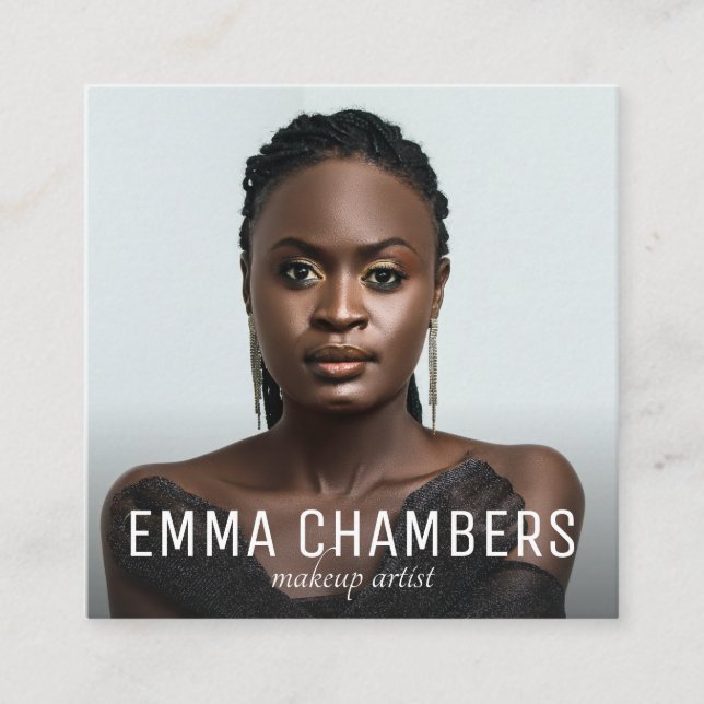 Cartão De Visita Quadrado Foto de Artista de Makeup Moderno (Frente)