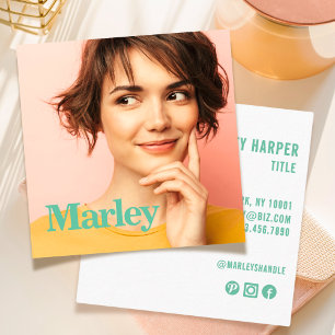 Cartão De Visita Quadrado Foto de diversão profissional simples e moderna