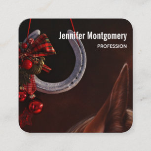 Cartão De Visita Quadrado Foto de ferradura equestre