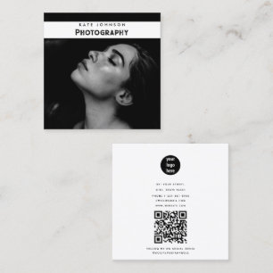 Cartão De Visita Quadrado Foto de Fotógrafo de Logotipo Empresarial Simples