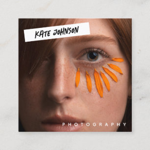 Cartão De Visita Quadrado Foto de Fotógrafo de Logotipo Empresarial Único Mo