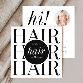Cartão De Visita Quadrado Foto de lista de cabelo preto Elegante e moderno m