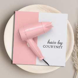 Cartão De Visita Quadrado Foto de Lista de Cabelos Brancos Cor-de-Rosa Elega