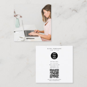 Cartão De Visita Quadrado Foto de logotipo de negócios simples e moderno mín