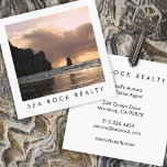 Cartão De Visita Quadrado Foto de Rocks Ocean Beach, agente imobiliário excl<br><div class="desc">Esta placa tem um design de fundo de fotos. Cartão de visita perfeito para aqueles que só querem o essencial. Altere o texto, a fonte e as cores deste cartão de visita personalizável. Fotografia por mim, guarde ou mude para sua própria foto. Verifique meu compro para mais designs cartão de...</div>