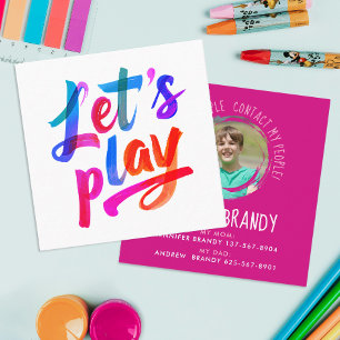 Cartão De Visita Quadrado Foto de Script de Pintura de Mamãe Rosa Bonita Cha