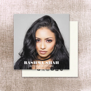 Cartão De Visita Quadrado Foto do Ator Musical Entertainment Professional