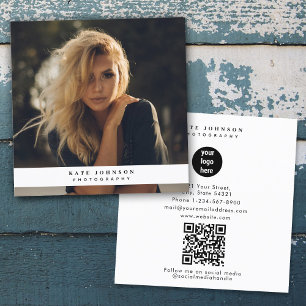 Cartão De Visita Quadrado Foto do Fotógrafo do Logotipo Empresarial Moderno